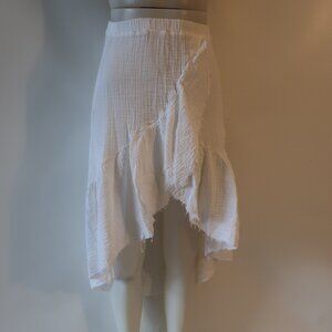 Womens Stark X White Gauzy Asymmetrical Midi Skirt XS